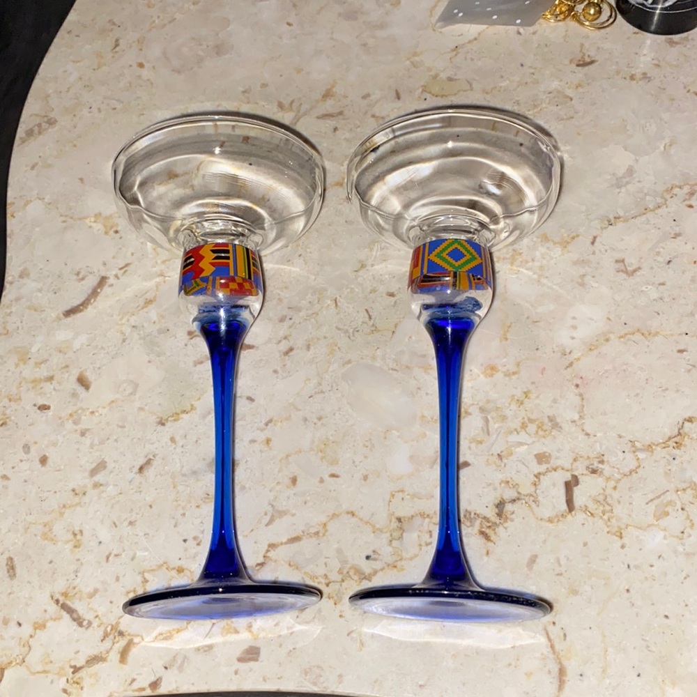 Set of 2 Glass Candlestick Holders